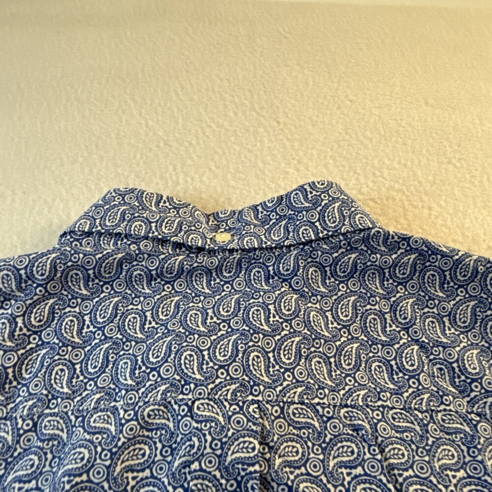 Ben Sherman Mens Button Down Shirt XL Paisley Long Sleeve Blue/White 100% cotton - Picture 10 of 10